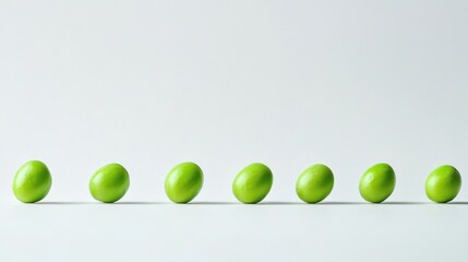 Green Easter Eggs in a Row on a White Background