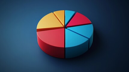 Fototapeta premium A professional pie chart illustrating investment portfolio diversity, with sections labeled as real estate, stocks, and bonds, set against a dark blue background.