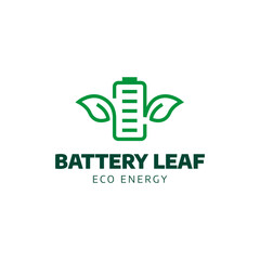 Battery and Leaf Logo Concept. Eco energy, Green energy, environmentally friendly batteries concept illustration design.