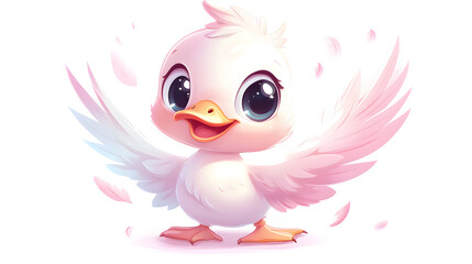 Fototapeta premium Adorable Pink Duckling with Wings
