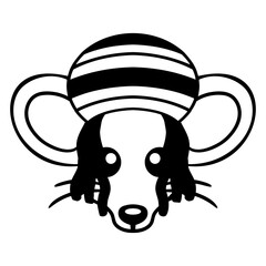 Mouse Raggae Jamaica Hat Rasta Curls Chill Cap Fun Design Lover Art Vector Illustration Card T-Shirt Poster Sticker Graphic Print Decorative Drawing Isolated Logo Decoration Symbol Creative Cool Style