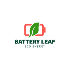 Battery and Leaf Logo Concept. Eco energy, Green energy, environmentally friendly batteries concept illustration design.