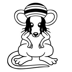 Mouse Raggae Jamaica Hat Rasta Curls Chill Cap Fun Design Lover Art Vector Illustration Card T-Shirt Poster Sticker Graphic Print Decorative Drawing Isolated Logo Decoration Symbol Creative Cool Style