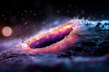 Vibrant cosmic landscape featuring a colorful celestial phenomenon