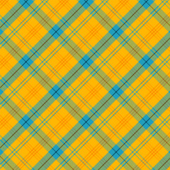 Plaid repeat pattern in yellow and blue.Colorful gingham checkered tartan seamless pattern.Geometric graphic vector illustration background design for fabric and print.