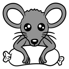 Mouse Big Sausage Eat Hunger BBQ Barbecue Funny Design Lover Art Vector Illustration Card T-Shirt Poster Sticker Graphic Print Decorative Drawing Isolated Logo Decoration Symbol Creative Cool Style
