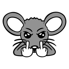 Mouse Evil Boy Angry Frustrated Aggressive Naughty Design Lover Art Vector Illustration Card T-Shirt Poster Sticker Graphic Print Decorative Drawing Isolated Logo Decoration Symbol Creative Cool Style