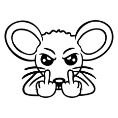 Mouse Evil Boy Angry Frustrated Aggressive Naughty Design Lover Art Vector Illustration Card T-Shirt Poster Sticker Graphic Print Decorative Drawing Isolated Logo Decoration Symbol Creative Cool Style