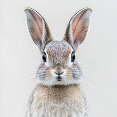 Obraz premium Cute bunny portrait, studio shot, simple background, Easter card