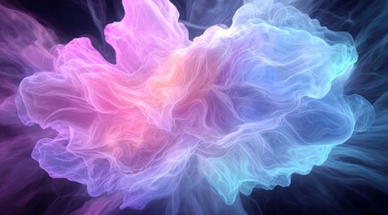 Abstract Digital Background with Blue and Purple Glowing Waves of Light Particles
