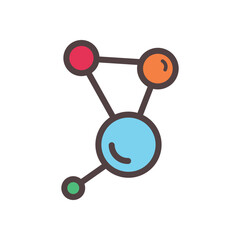 molecule icon, color, flat, design, vector, illustrations, education, style, trendy, collections
