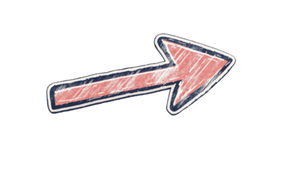 Red hand-drawn arrow pointing right on transparent background