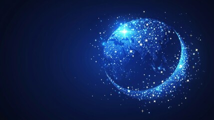 Fototapeta premium Global Network Starry Connection Digital Earth