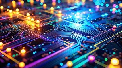 Fototapeta premium Futuristic Tech Background: Abstract Bokeh & Depth of Field
