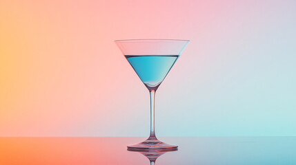 high-quality cocktail glass on colorful pastel background