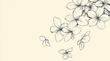 Sampaguita Line Art: Delicate Floral Design - Elegant line drawing of sampaguita flowers, symbolizing purity, grace, beauty, respect, and love. Ideal for invitations, stationery, or home decor