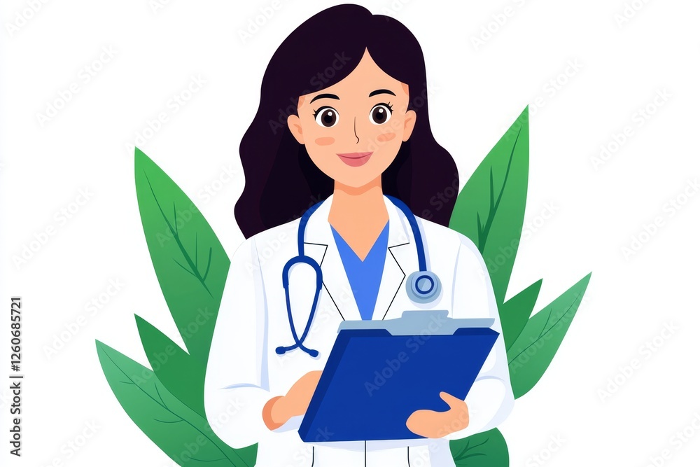 Poster a researcher collecting and organizing statistical data for a health and wellness study