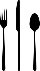 silhouettes of tablespoons, cutlery and knives