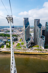 View of the London cable car over the River Thames