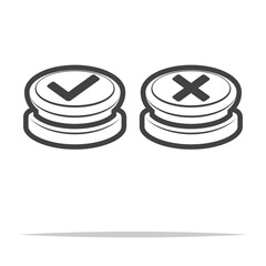 Right and wrong buttons outline icon transparent vector isolated
