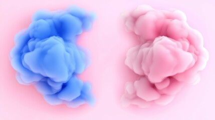 Obraz premium Colorful smoke clouds in pink and blue shades.