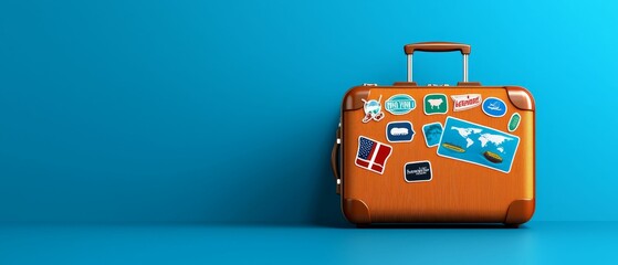 Colorful suitcase ready for adventure.