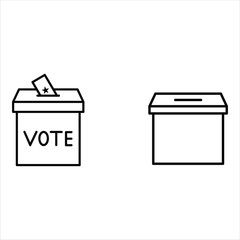 Voting ballot box icons set. Hand voting box concept. Vector.
