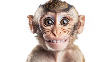 A happy smiling monkey isolated on transparent background