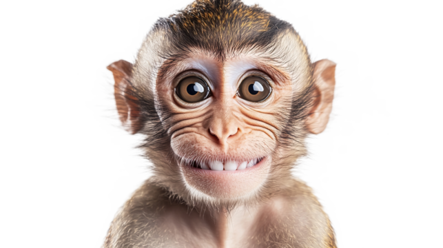 A happy smiling monkey isolated on transparent background - Powered by Adobe
