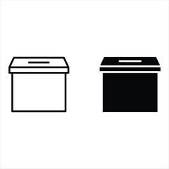 Voting ballot box icons set. Hand voting box concept. Vector.
