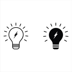 Lightning in light bulb icon. Light bulb symbol with a lightning bolt inside. Vector illustration.
