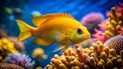 Golden Dottyback Fish Portrait: Vibrant Reef Underwater Photography