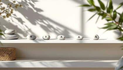 Zen Stones with Japanese Characters Peaceful Home Decor