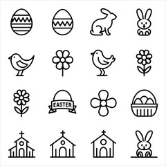 Cute Easter Bunny with Decorative Eggs and Spring Flowers in a Festive Vector Illustration