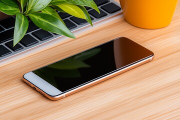 A sleek, modern smartphone displayed on a reflective surface with elegant lighting