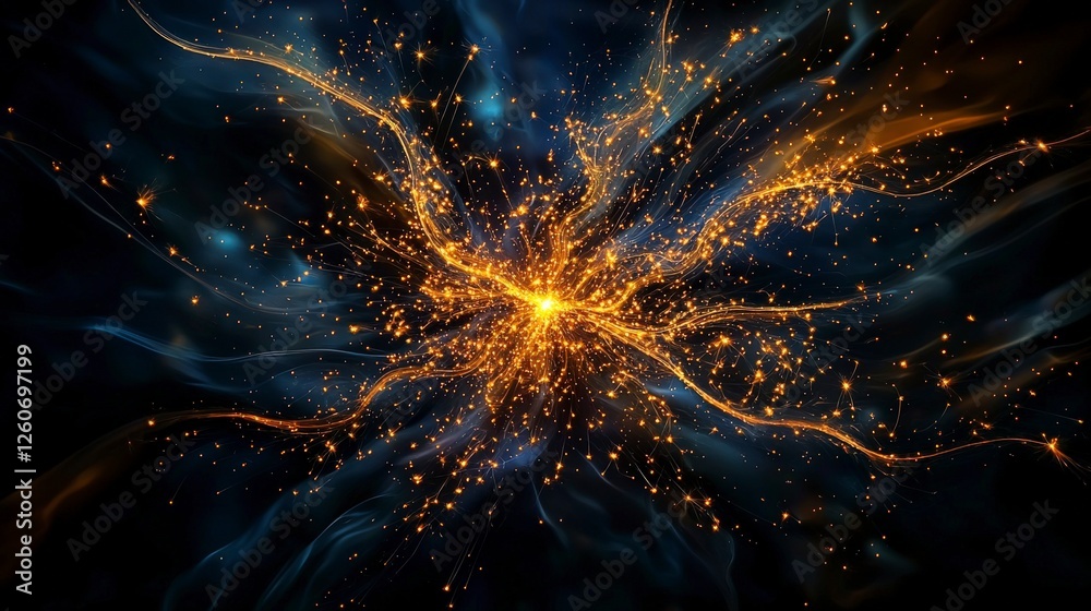 Fototapete golden points of light scattering across dark background abstract visuals digital art cosmic vibes c