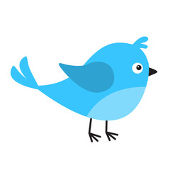 Cute bird icon. Kawaii cartoon funny baby character. Blue birds collection. Colorful sticker decoration print. Childish style. Flat design. White background. Isolated. Vector