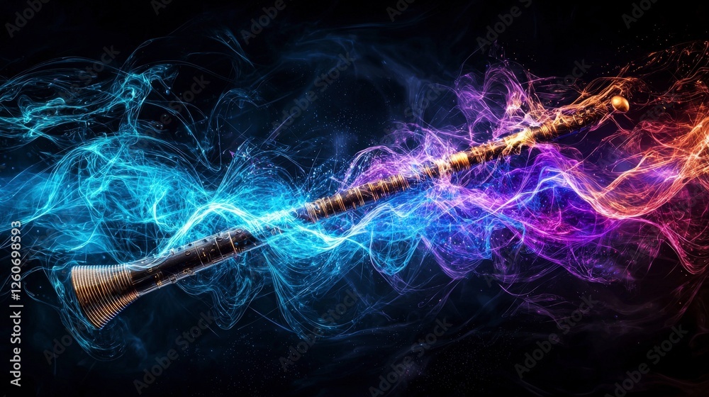 Aufkleber sound vibrations from a musical instrument abstract environment digital art colorful waves conceptua