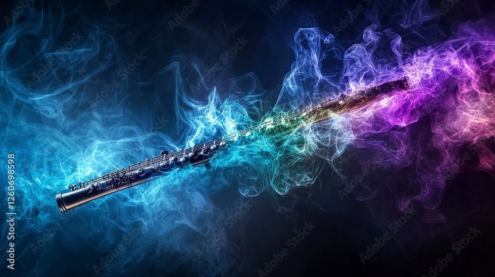 Poster sound vibrations from a musical instrument ethereal background digital art abstract close-up vivid c