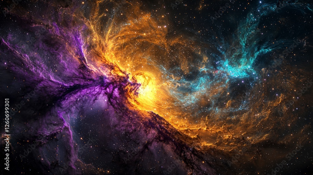 Aufkleber galactic explosion of vivid colors outer space abstract art cosmic environment wide-angle view artis