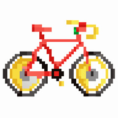 Obraz premium Colorful Pixel Art Bicycle Illustration with Retro Gaming Style