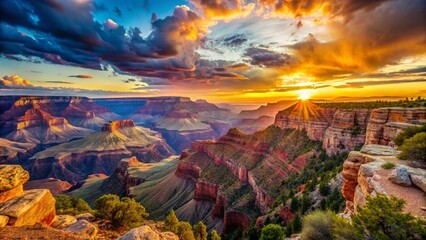 Obraz premium Grand Canyon National Park Panoramic Vista: Majestic Southwest Landscape