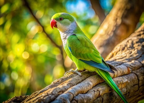 Green Monk Parakeet in Barcelona's Ciutadella Park: Birdwatching Close-up