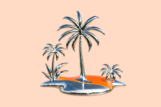 orange chrome palm tree