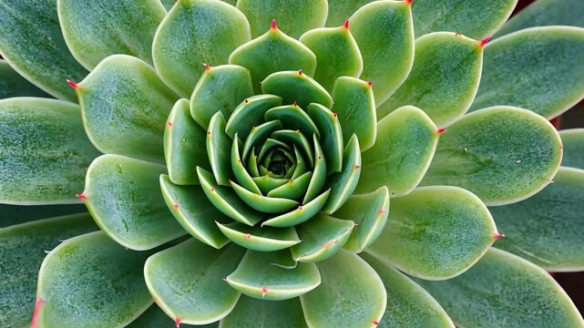 Succulent Spiral: A mesmerizing close-up reveals the intricate spiral pattern of a vibrant green succulent, showcasing its delicate texture and captivating symmetry.