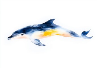 Fototapeta premium Colorful Watercolor Dolphin Illustration on White Background