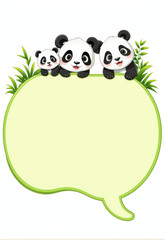 Naklejka premium Cartoon English Conversation Bubble Dialog Material Animal Panda Theme