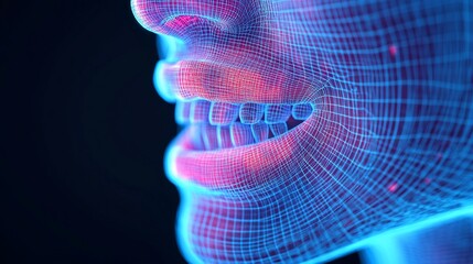 Digital Smile Wireframe Mouth, Close-up, Dental, Technology