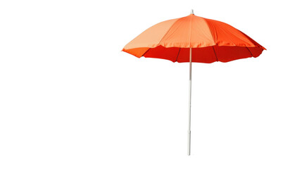 Orange beach umbrella providing shade on transparent background