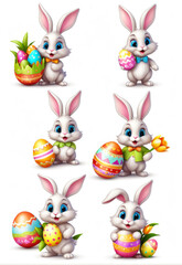 Obraz premium Easter Cute Cartoon Easter Bunny Elements